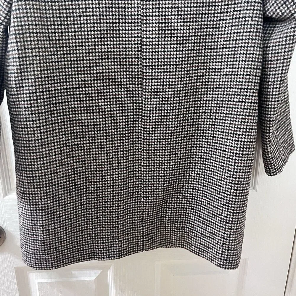 Zara Girls Two Tone Wool Blend Plaid Tweed Coat Brown Black Size 10